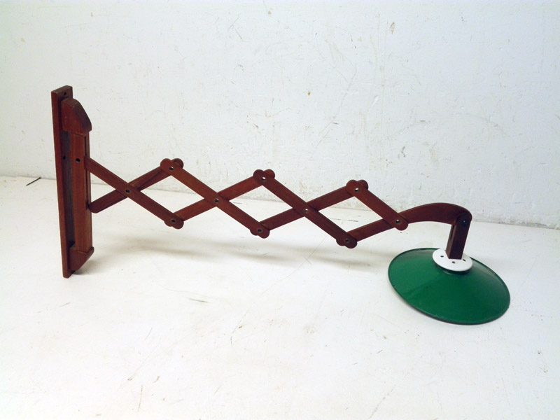 lampara aplique flexo madera metal esmaltado verde e27 35x32-78x20 1u